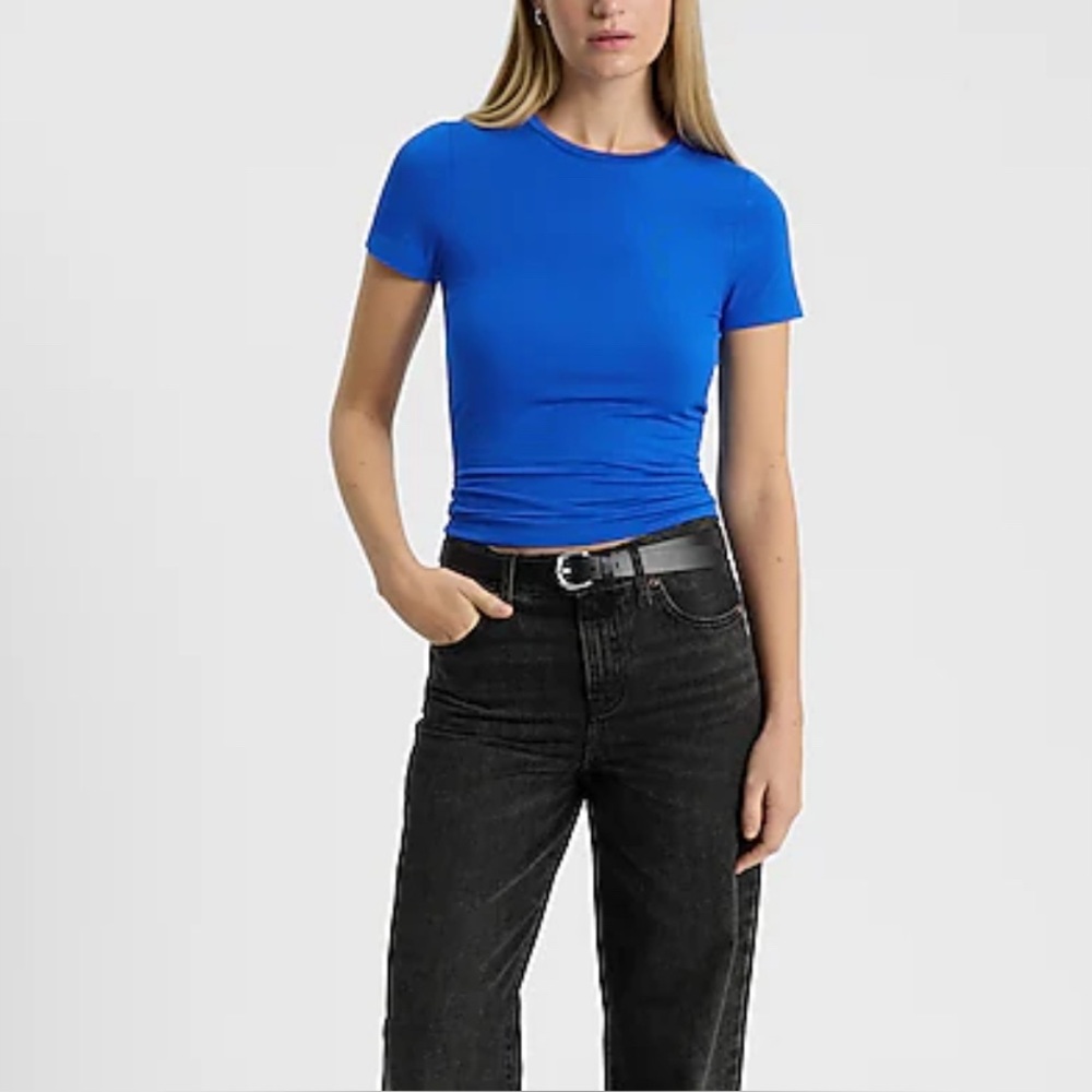 Supersoft Fitted Double Layer Crew Neck Tee Blue